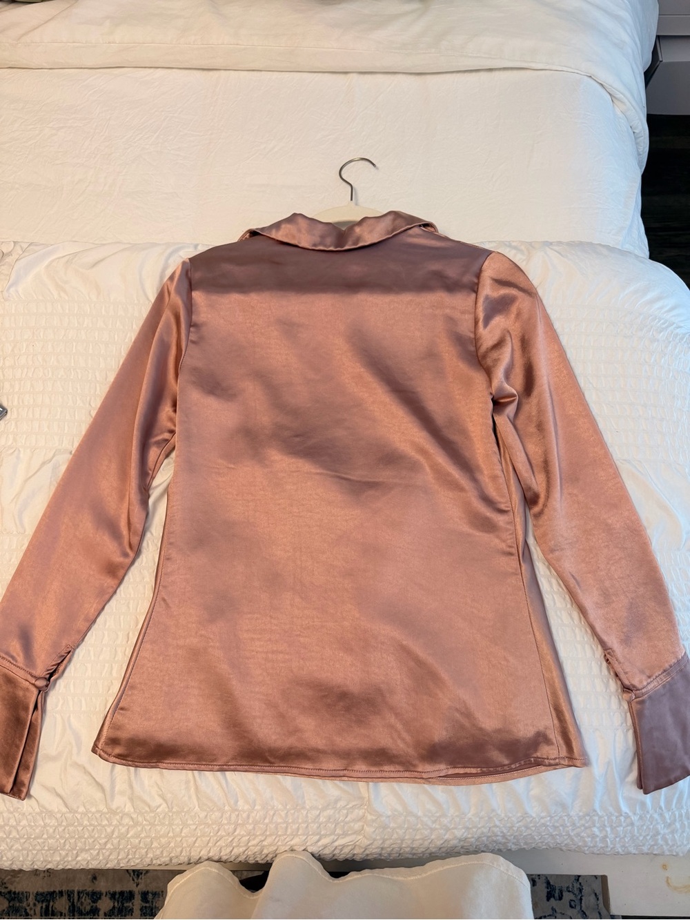 REVOLVE Rose Satin Cowl Neck Collard Blouse - Picture 2 of 2